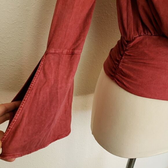 Anthropologie deletta rust colored long sleeve top - Picture 5 of 8